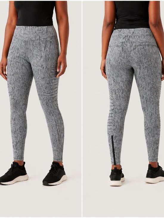 Athleta Pants - Athleta Delancey Textured Moto Leggings – Black & White – Size L